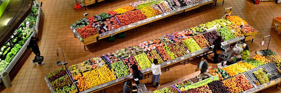 Supermarkt mit Obst, Gemüse. Foto: ElasticComputeFarm, Pixabay.