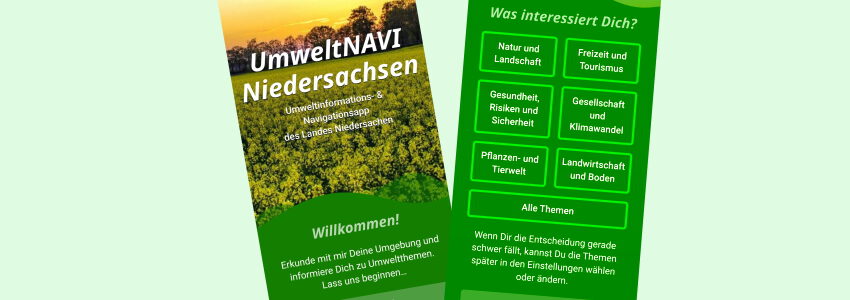 App UmweltNAVI Niedersachsen. Screenshot. Umweltministerium Niedersachsen.