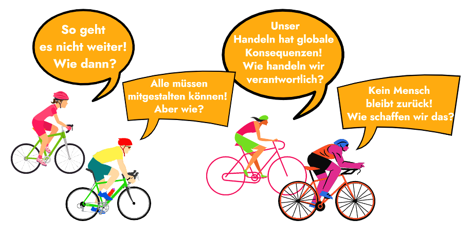 Ohne Kerosin nach Berlin. Fahrrad-Sternfahrt 2022. Grafik: OKNB.