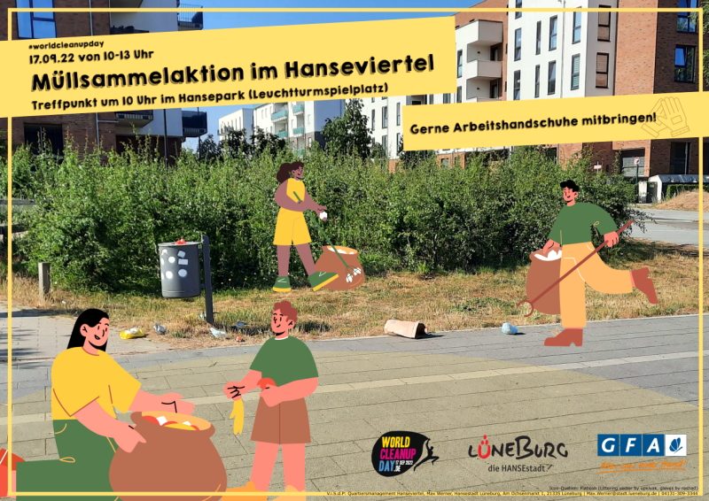 Müllsammelaktion am 17. September 2022 im Hanseviertel. Grafik: Hansestadt Lüneburg.
