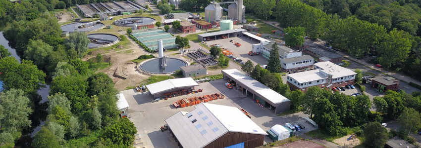 Foto: AGL Lüneburg. Luftbild Abwasseranlage.