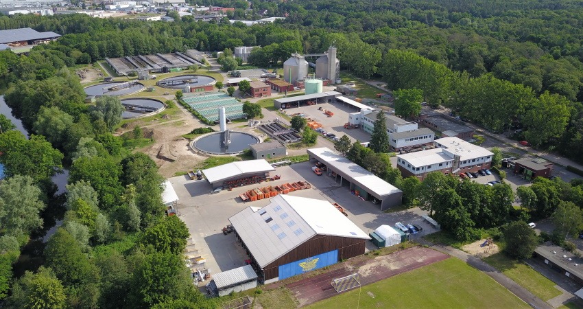 Foto: AGL Lüneburg. Luftbild Abwasseranlage.