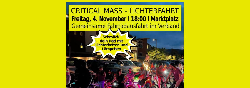 Critical Mass am 4.11.2022. Sharepic: Critical Mass Lüneburg.