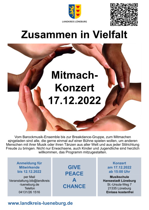 Landkreis Lüneburg: Plakat Mitmachkonzert am 17.12.2022.