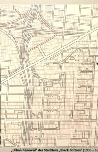 B. Weisshaar: Planungsskizze für den Detroiter Stadtteil Black Bottom 1956-1963.