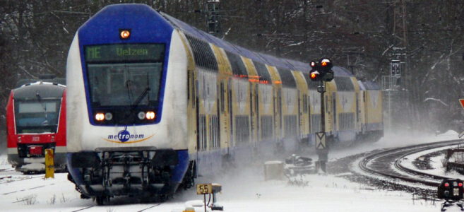 Metronom im Winter. Foto: metronom Eisenbahngesellschaft mbH