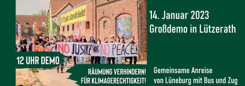 Großdemo in Lützerath am 14.1.2023. Sharepic: Fridays for Future Lüneburg (angepasst)