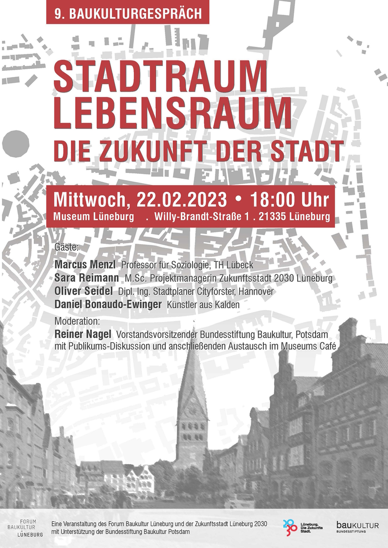 Baukulturgespräch am 22.02.2023. Grafik: Plakat Baukultur Lüneburg.