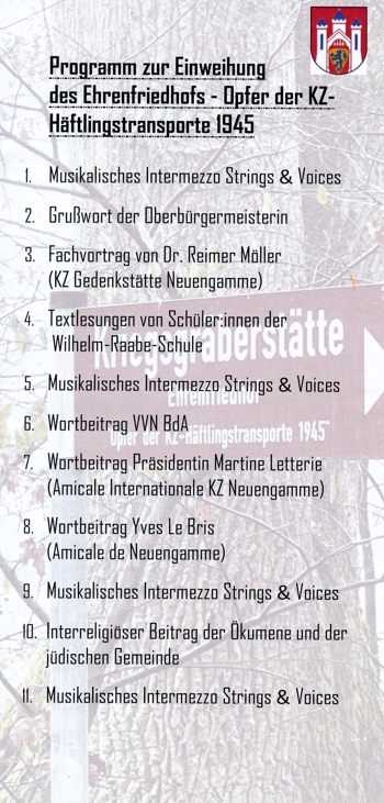 Einweihung des Ehrenfriedhofs am 23.04.2023 - Programm. Grafik: VVN-BdA Lüneburg.