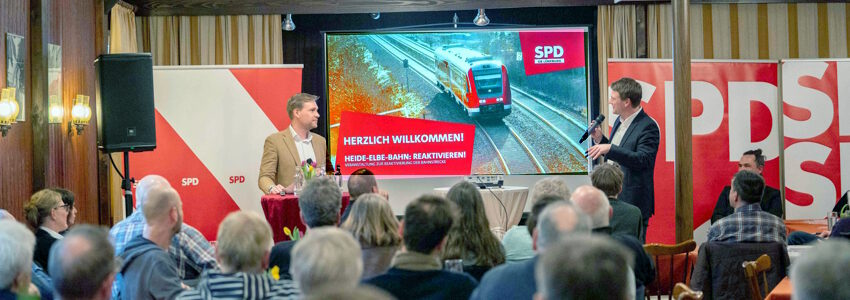 Reaktivierung Heide-Elbe-Bahn. Veranstaltung SPD Lüneburg, 5. April 2023. Foto: SPD Lüneburg.