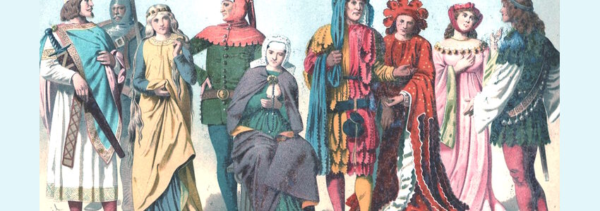 Kostüme Mittelalter (Brockhaus), Alois Greil (1841–1902), Public domain, via Wikimedia Commons - https://commons.wikimedia.org/wiki/File:Kost%C3%BCme_Mittelalter_(Brockhaus).jpg.
