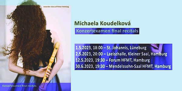 Konzert mit Michaela Koudelkovà am 1. Mai 2023, 18:00 Uhr, St. Johannis, Lüneburg. Grafik: Michaela Koudelkovà.