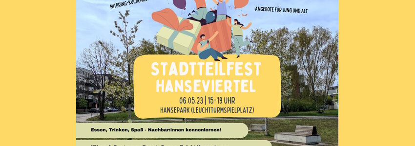 Stadtteilfest Hanseviertel, 06.05.2023. Grafik: Quartiersmanagement Hanseviertel.