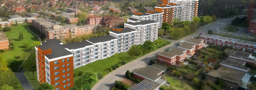 Wohngebäude-Sanierung in Lüneburg. Visualisierung: Eckpfeiler GmbH.
