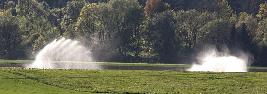 Bewässerung eines Feldes, Landwirtschaft. Foto: Stefan Schweihofer, Pixabay.