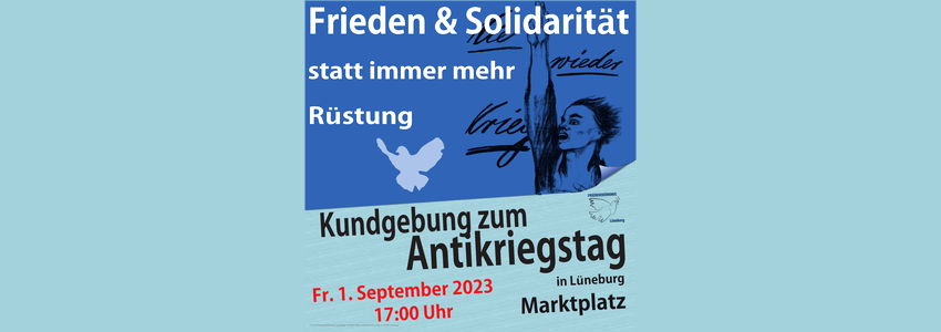 Sharepic: Antikriegstag, 1. September 2023.