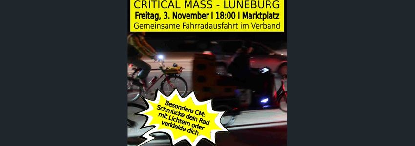Critical Mass am 3. November 2023 in Lüneburg. Grafik: Sharepic.
