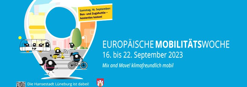 Europäische Mobilitätswoche, 16.-22. September 2023. Grafik: Hansestadt Lüneburg (angepasst).