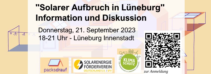 Solarer Aufbruch. Informationsveranstaltung am 21.09.2023. Grafik: Solarenergie-Förderverein Deutschland e.V. (SFV), angepasst.