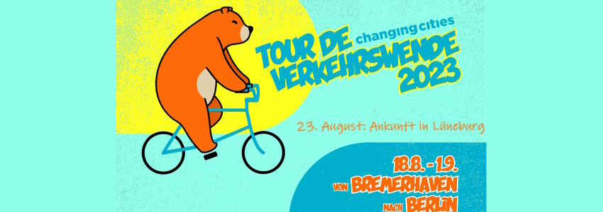 Tour de Verkehrswende: 23. August 2023 in Lüneburg. Grafik: Tour de Verkehrswende.
