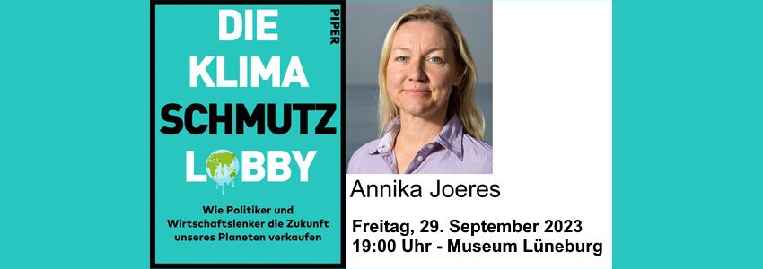 Die Klimaschmutz-Lobby. Annika Joeres, 29.09.2023 in Lüneburg. Foto/Buchcover: Piper-Verlag.