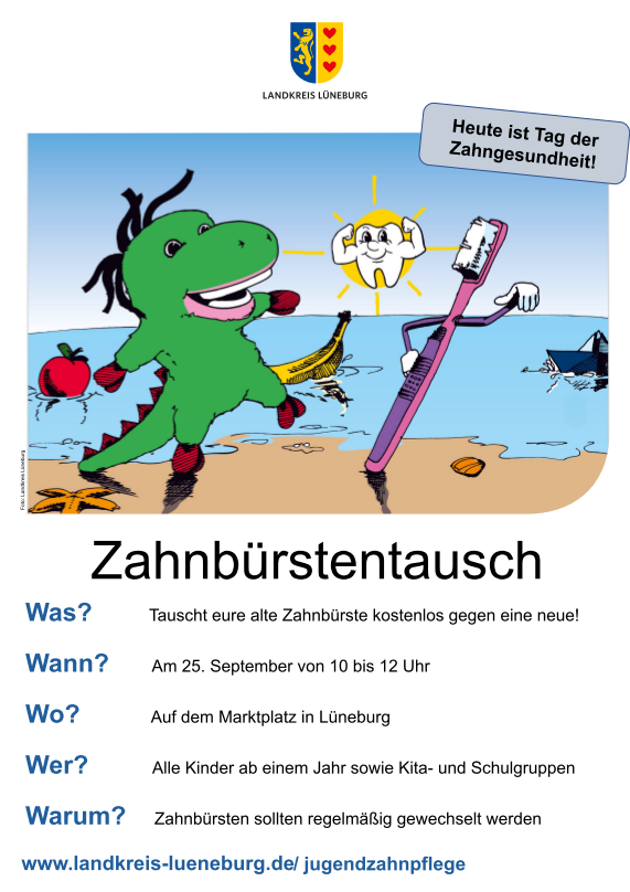 Plakat Zahnbürstentausch, 25.09.2023. Grafik: Landkreis Lüneburg.