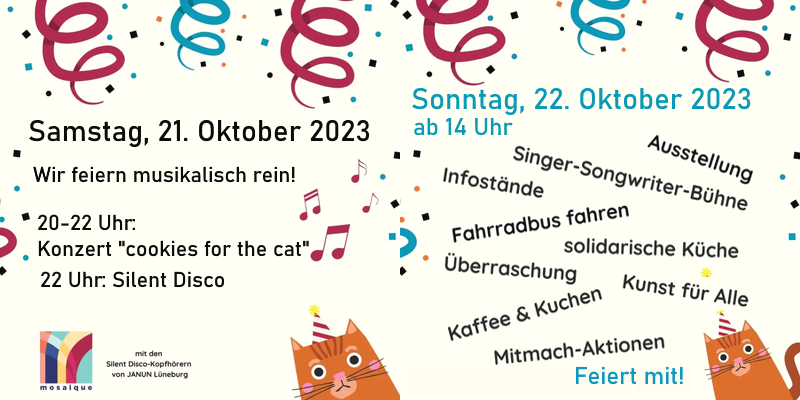 Katzenstraßenfest 21./22. Oktober 2023 - Programm. Grafik: Sharepic.