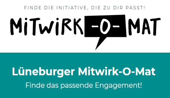 Mitwirk-O-Mat. Logo. Ehrenamtliches Engagement in Lüneburg finden. Grafik: Lebendiges Lüneburg (angepasst).