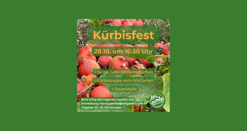 WirGarten Einladung zum Kürbisfest am 28. Oktober 2023 LüneBlog