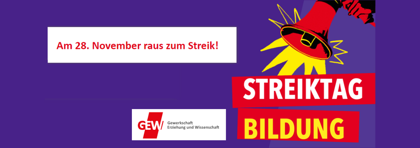 GEW: Streiktag Bildung. Grafik/Banner: GEW Niedersachsen.