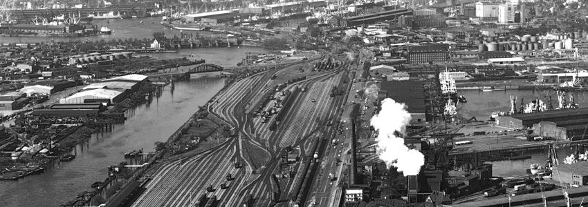 Foto: Haupthafenbahnhof Hamburg Süd, 1964, Strom- und Hafenbau, Sammlung Kai Pöhlsen.