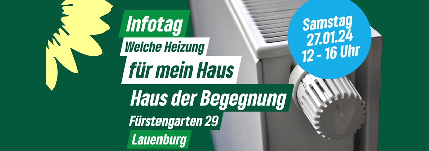 Infotag: Welche Heizung für mein Haus? Sharepic, Grüne Lauenburg.