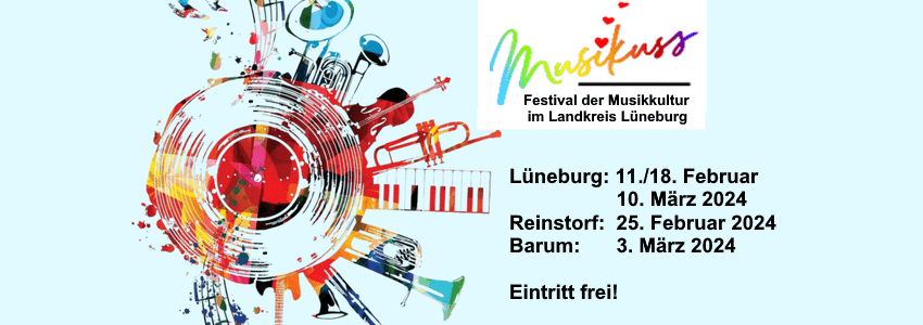 Musikfestival Musikuss 2024. Grafik: Landkreis Lüneburg - Plakat (angepasst).