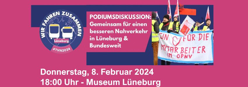 Wir fahren zusammen: Veranstaltung am 8. Februar 2024 in Lüneburg. Sharepic: Fridays for Future Lüneburg.