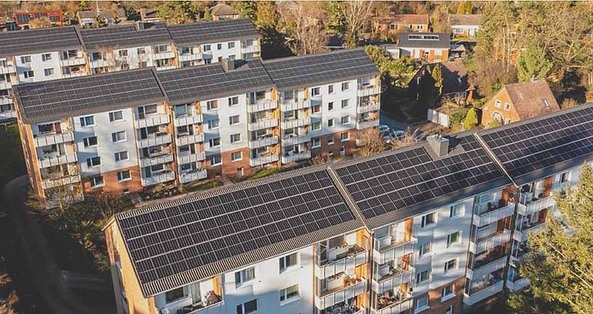 Solarstrom auf Miethäusern. Foto: Wohnungsgenossenschaft Lüneburg eG.