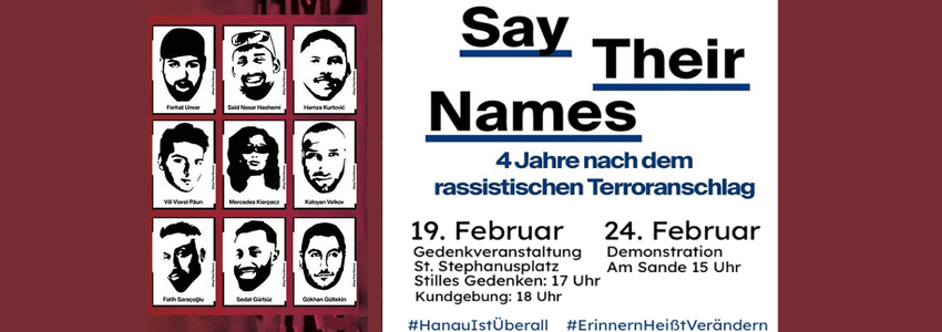Initiative "Gedenken an Hanau, 19. Februar 2020, in Lüneburg". Grafik: Sharepic (angepasst).