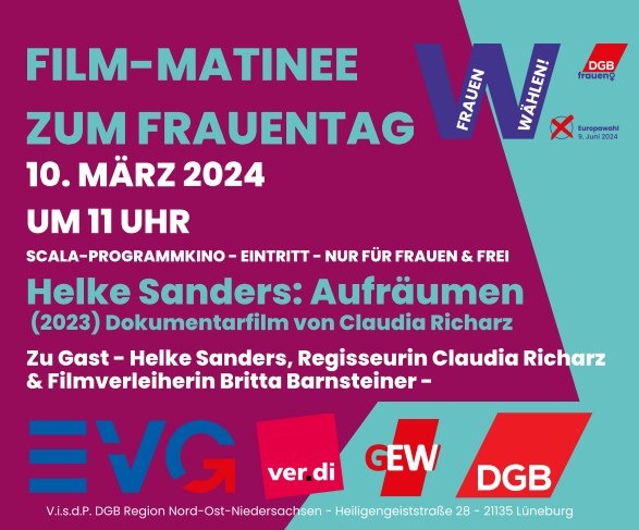 Filmmatinee zum Weltfrauentag, 10.03.2024 (Plakat).