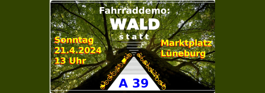Fahrraddemo gegen A39, 21. April 2024 in Lüneburg. Sharepic.