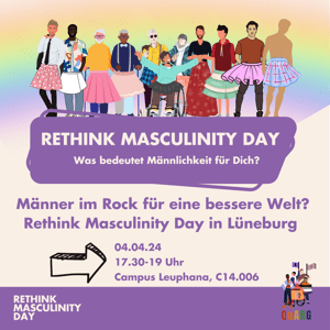 Rethink Masculinity Day - Infoveranstaltung 4.. April 2024 in Lüneburg. Sharepic.