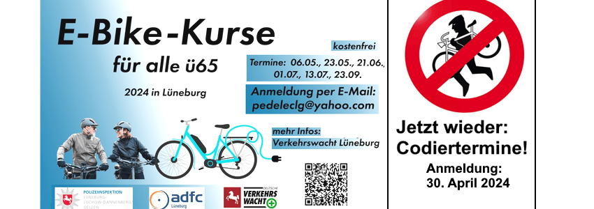 Polizei Lüneburg: E-Bike-Kurse und Codiertermine 2024.
