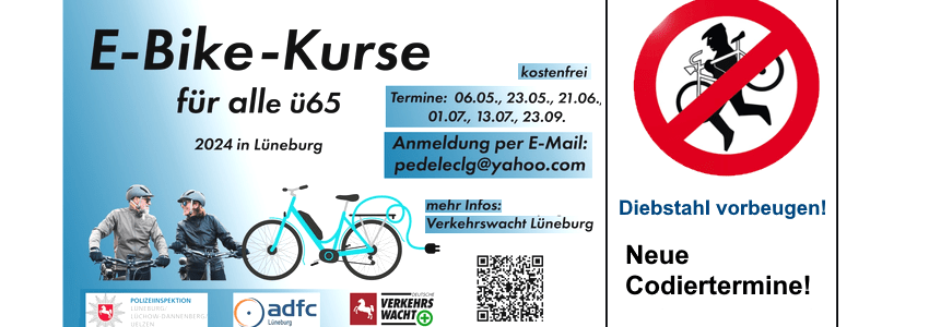 E-Bke-Kurse und Codiertermine 2024. Grafik: PI Lüneburg.