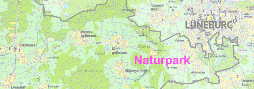 Naturpark Lüneburger Heide: Jetzt bis Lüneburg. Karte: Naturpark.
