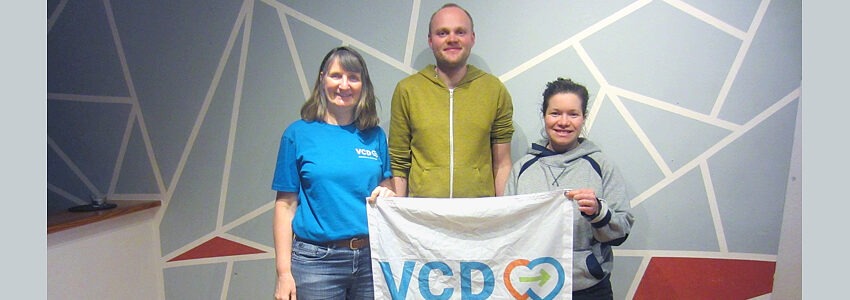 Vorstand VCD Elbe-Heide. Von links: Astrid Völzke, Jonas Korn, Theresa Berghof. Foto: VCD Elbe-Heide.