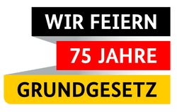 Bundesregierung Deutschland: 75 Jahre Grundgesetz. Grafik: Bundespresseamt.