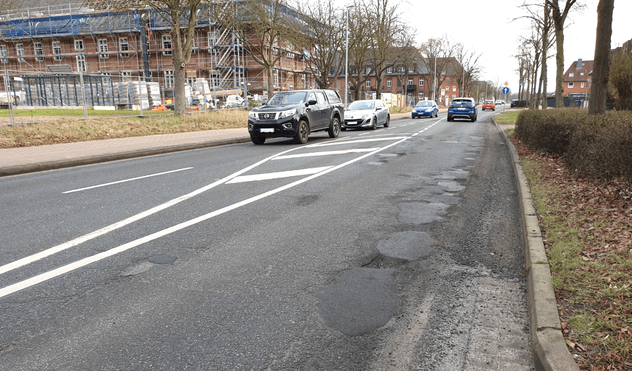 Foto: Hansestadt Lüneburg. Die Bleckeder Landstraße gehört zu den Straßen mit absoluter Priorität bei der Straßensanierung.