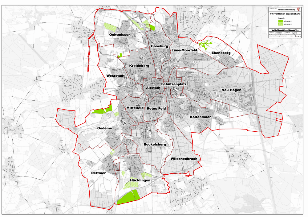 Hansestadt Lüneburg: Ergebniskarte des Standortkonzeptes.