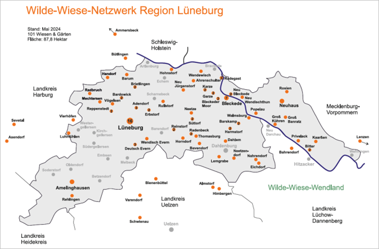 Das Wilde-Wiesen-Netzwerk im Landkreis Lüneburg - Stand 2024.