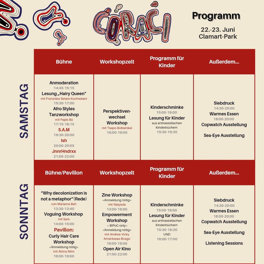 Coraci-Festival 2024: Programm (Sharepic).