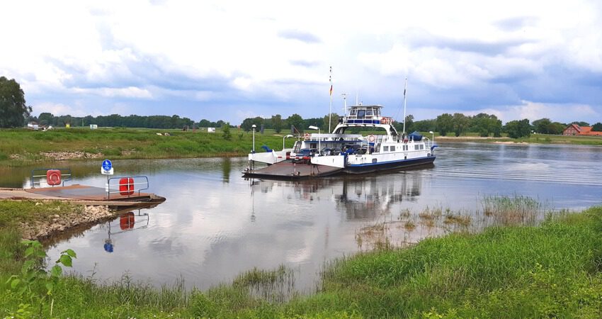 Elbfähre Tanja kommt an in Darchau. Foto: Lüne-Blog.