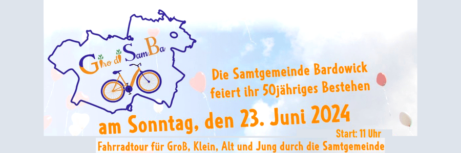 Samtgemeinde Bardowick: Jubiläumsradeln am 23. Juni 2024. Grafik: Plakat (angepasst).